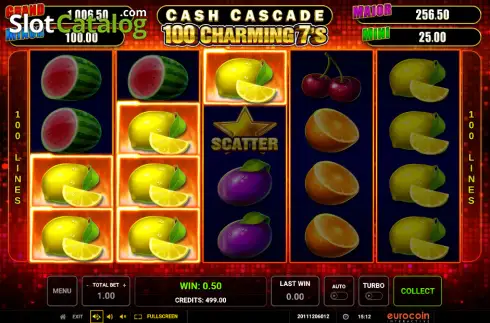 Οθόνη3. Cash Cascade - 100 Charming 7's Κουλοχέρης