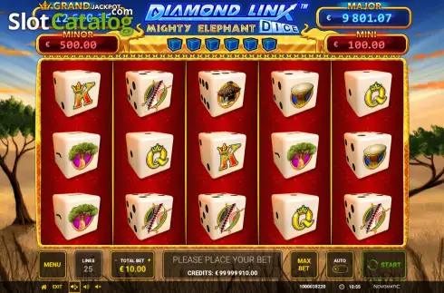 Οθόνη2. Diamond Link: Mighty Elephant Dice Κουλοχέρης