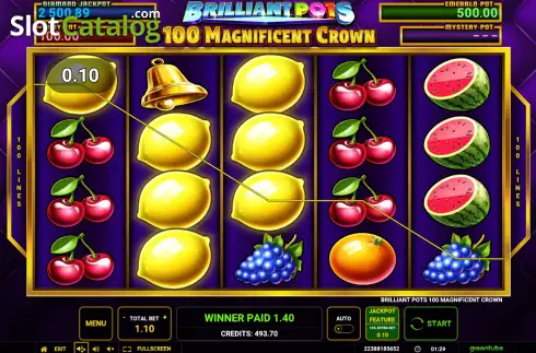 Οθόνη3. Brilliant Pots - 100 Magnificent Crown Κουλοχέρης 