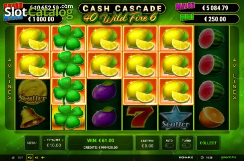 Οθόνη3. Cash Cascade - 40 Wild Fire 6 Κουλοχέρης 