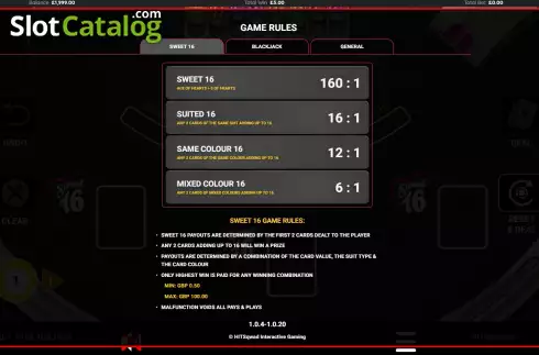 Οθόνη7. Sweet 16 Blackjack Κουλοχέρης