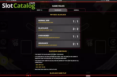 Οθόνη8. Sweet 16 Blackjack Κουλοχέρης