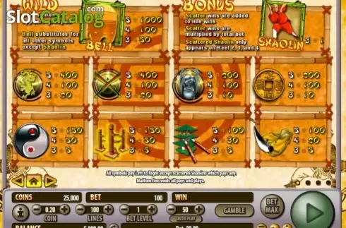 Οθόνη2. Shaolin Fortunes 100 Κουλοχέρης