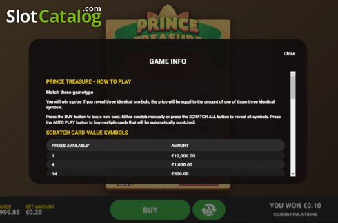 Οθόνη5. Prince Treasure Κουλοχέρης