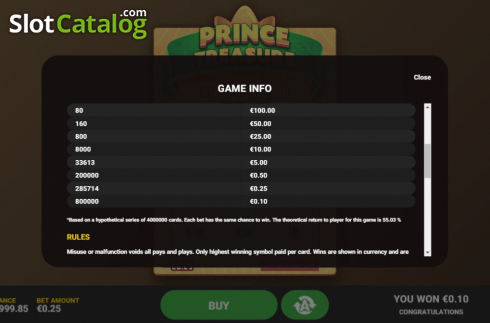 Οθόνη6. Prince Treasure Κουλοχέρης