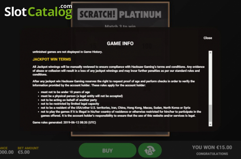 Οθόνη9. Scratch Platinum Κουλοχέρης