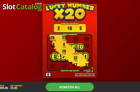 Οθόνη3. Lucky Number x20 Κουλοχέρης