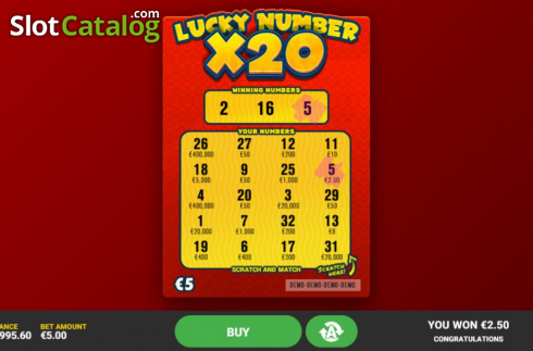 Οθόνη4. Lucky Number x20 Κουλοχέρης
