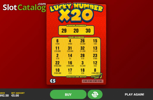 Οθόνη5. Lucky Number x20 Κουλοχέρης