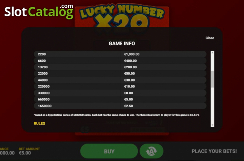 Οθόνη7. Lucky Number x20 Κουλοχέρης