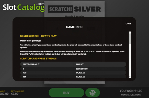 Οθόνη5. Scratch Silver Κουλοχέρης