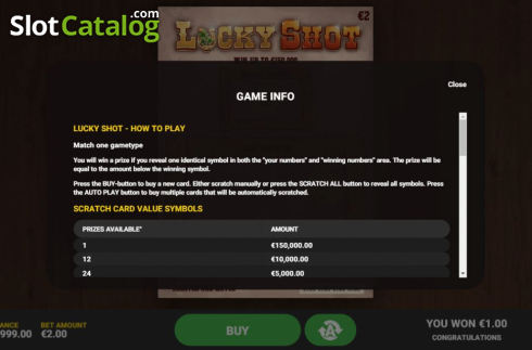 Οθόνη5. Lucky Shot (Hacksaw Gaming) Κουλοχέρης