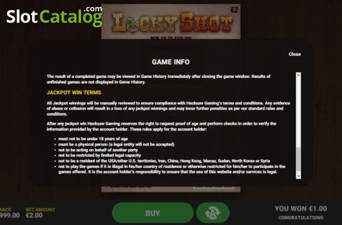 Οθόνη8. Lucky Shot (Hacksaw Gaming) Κουλοχέρης