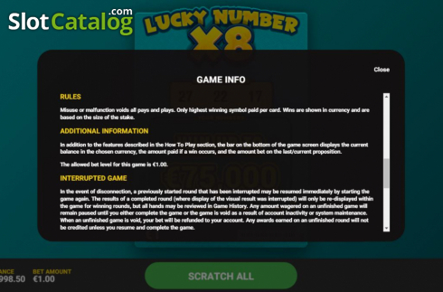 Οθόνη7. Lucky Number x8 Κουλοχέρης