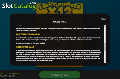 Οθόνη7. Lucky Number x12 Κουλοχέρης