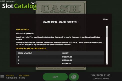 Οθόνη6. Cash Scratch Κουλοχέρης 