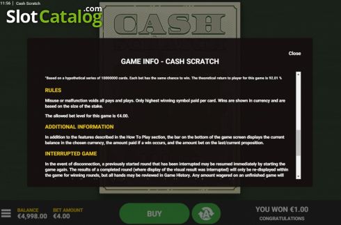 Οθόνη8. Cash Scratch Κουλοχέρης 