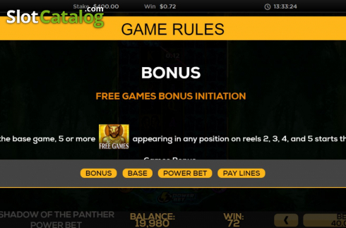 Οθόνη6. Shadow of the Panther Power Bet Κουλοχέρης 