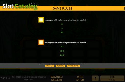 Οθόνη9. The Green Machine Deluxe Racking Up Riches Κουλοχέρης