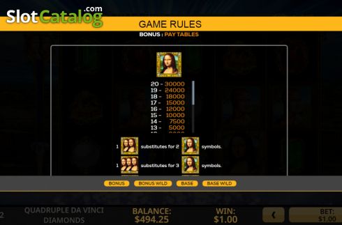 Οθόνη9. Quadruple Da Vinci Diamonds Κουλοχέρης