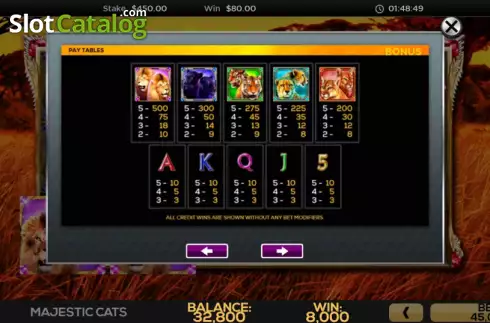 Οθόνη8. Majestic Cats Κουλοχέρης