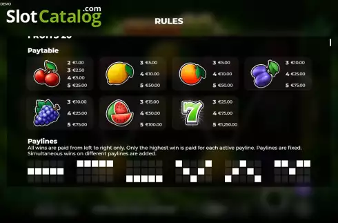 Οθόνη7. Fruits 20 Κουλοχέρης