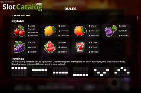 Οθόνη7. Fruits XL Bonus Spin Κουλοχέρης 