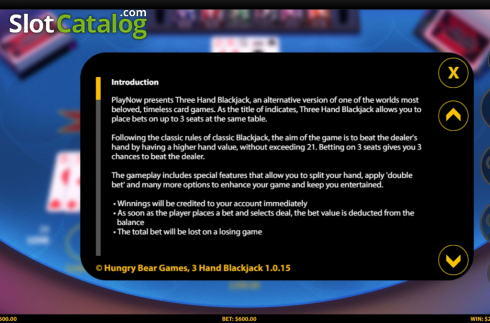 Οθόνη7. 3 Hand Blackjack (HungryBear) Κουλοχέρης