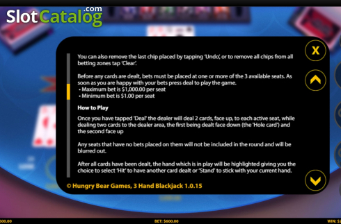 Οθόνη9. 3 Hand Blackjack (HungryBear) Κουλοχέρης