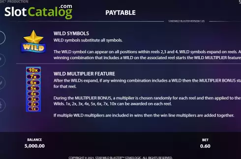Οθόνη9. Star Wild Blaster Κουλοχέρης 