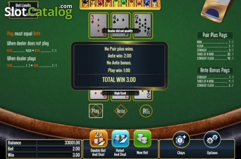 Οθόνη3. Three Card Poker (IGT) Κουλοχέρης