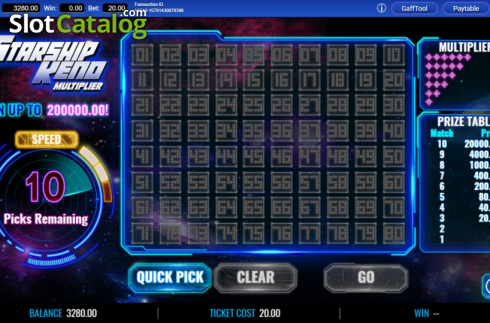 Οθόνη3. Starship Keno Multiplier Κουλοχέρης