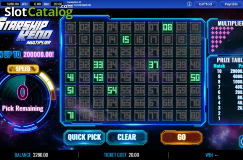 Οθόνη4. Starship Keno Multiplier Κουλοχέρης