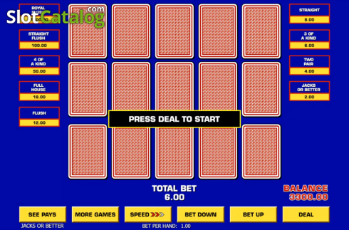 Οθόνη2. Triple Play Draw Poker Κουλοχέρης