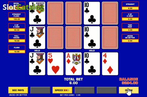 Οθόνη3. Triple Play Draw Poker Κουλοχέρης