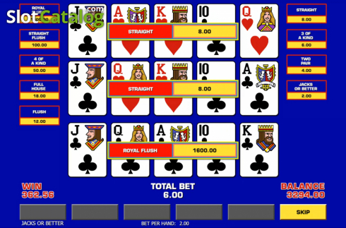 Οθόνη4. Triple Play Draw Poker Κουλοχέρης