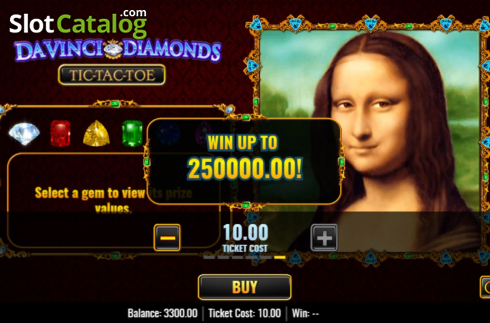 Οθόνη2. Da Vinci Diamonds Tic Tac Toe Κουλοχέρης
