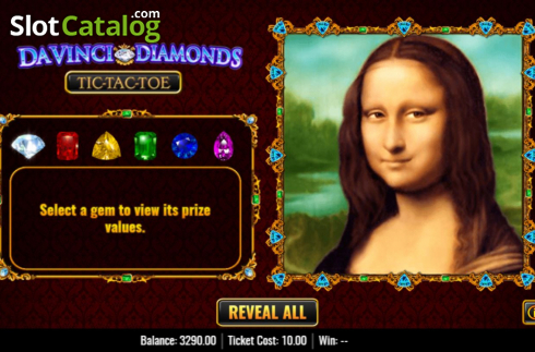 Οθόνη3. Da Vinci Diamonds Tic Tac Toe Κουλοχέρης