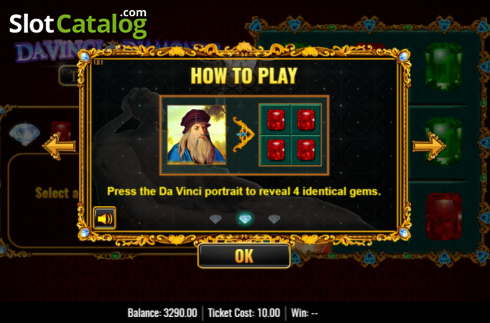 Οθόνη7. Da Vinci Diamonds Tic Tac Toe Κουλοχέρης