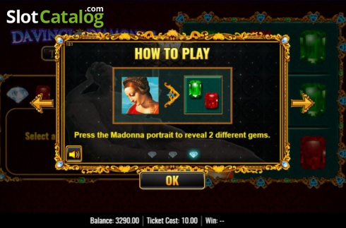 Οθόνη8. Da Vinci Diamonds Tic Tac Toe Κουλοχέρης