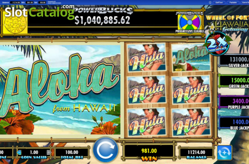 Οθόνη6. Wheel of Fortune Hawaiian Getaway Powerbucks Κουλοχέρης