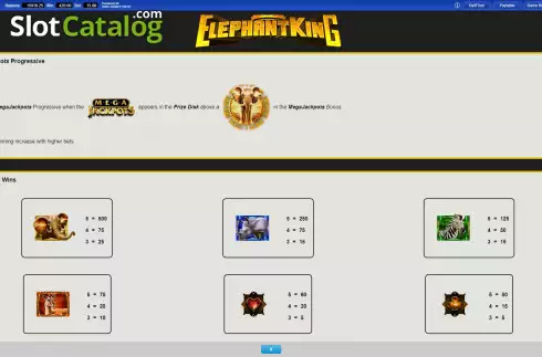 Οθόνη9. Elephant King MegaJackpots Κουλοχέρης 