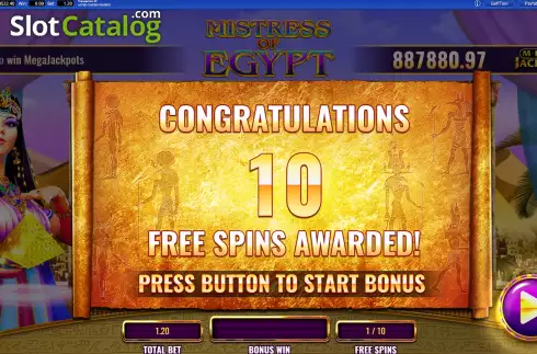 Οθόνη9. Mistress of Egypt MegaJackpots Κουλοχέρης