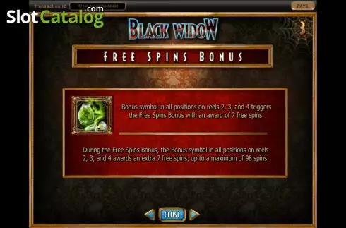 Πίνακας πληρωμών 2. Black Widow (IGT) Κουλοχέρης