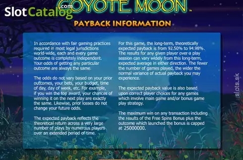 Κανόνες. Coyote Moon Κουλοχέρης