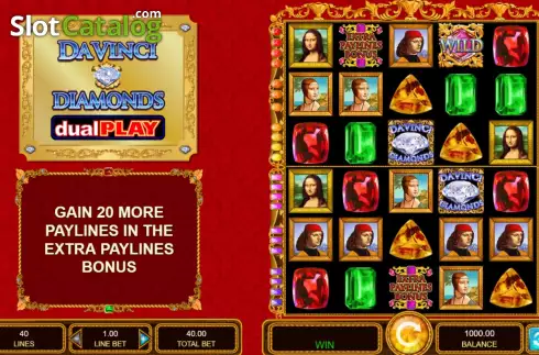Οθόνη2. Da Vinci Diamonds Dual Play Κουλοχέρης 