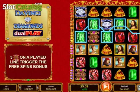 Οθόνη3. Da Vinci Diamonds Dual Play Κουλοχέρης 
