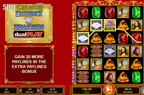 Οθόνη4. Da Vinci Diamonds Dual Play Κουλοχέρης 