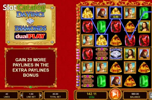 Οθόνη5. Da Vinci Diamonds Dual Play Κουλοχέρης 