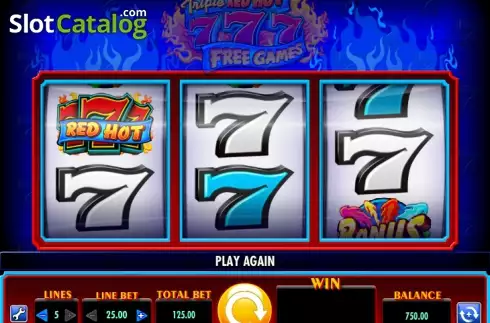 Οθόνη 4. Triple Red Hot 7s Κουλοχέρης